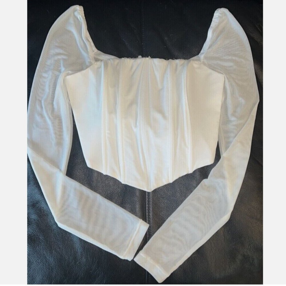 Princess Polly White Corset Mesh Top